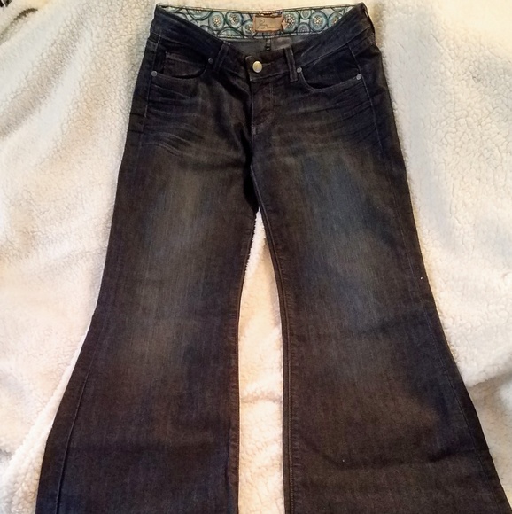 Paige Dark Wash Flare Leg Jeans - Picture 2 of 6